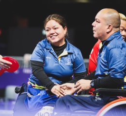 Paris Paralympics BC4 pairs final winners, Colombia's Edilson and Leidy Chica. Pic: Raquel Gouveia